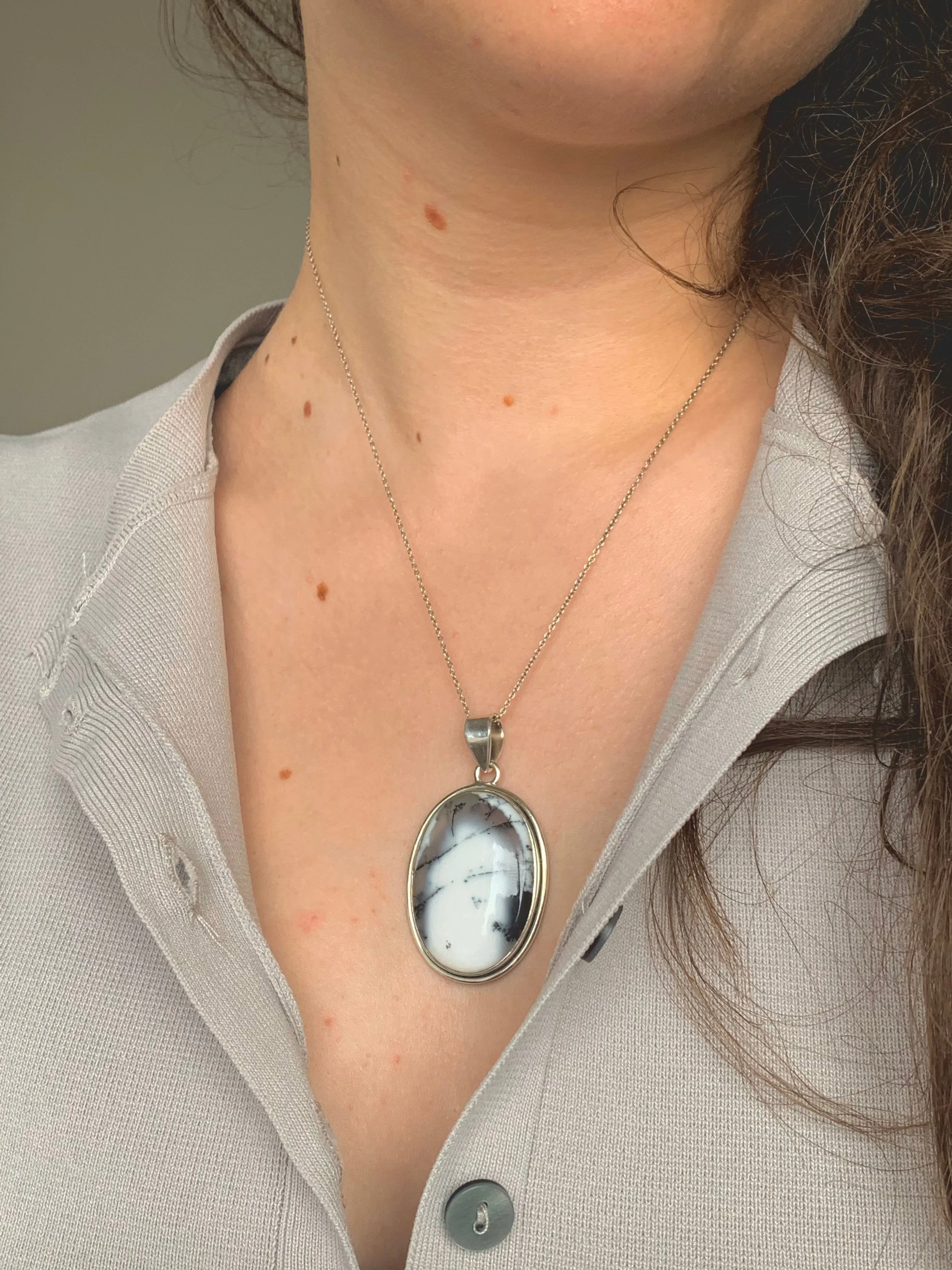 Dendritic Agate Brea Pendant - Reg. Oval