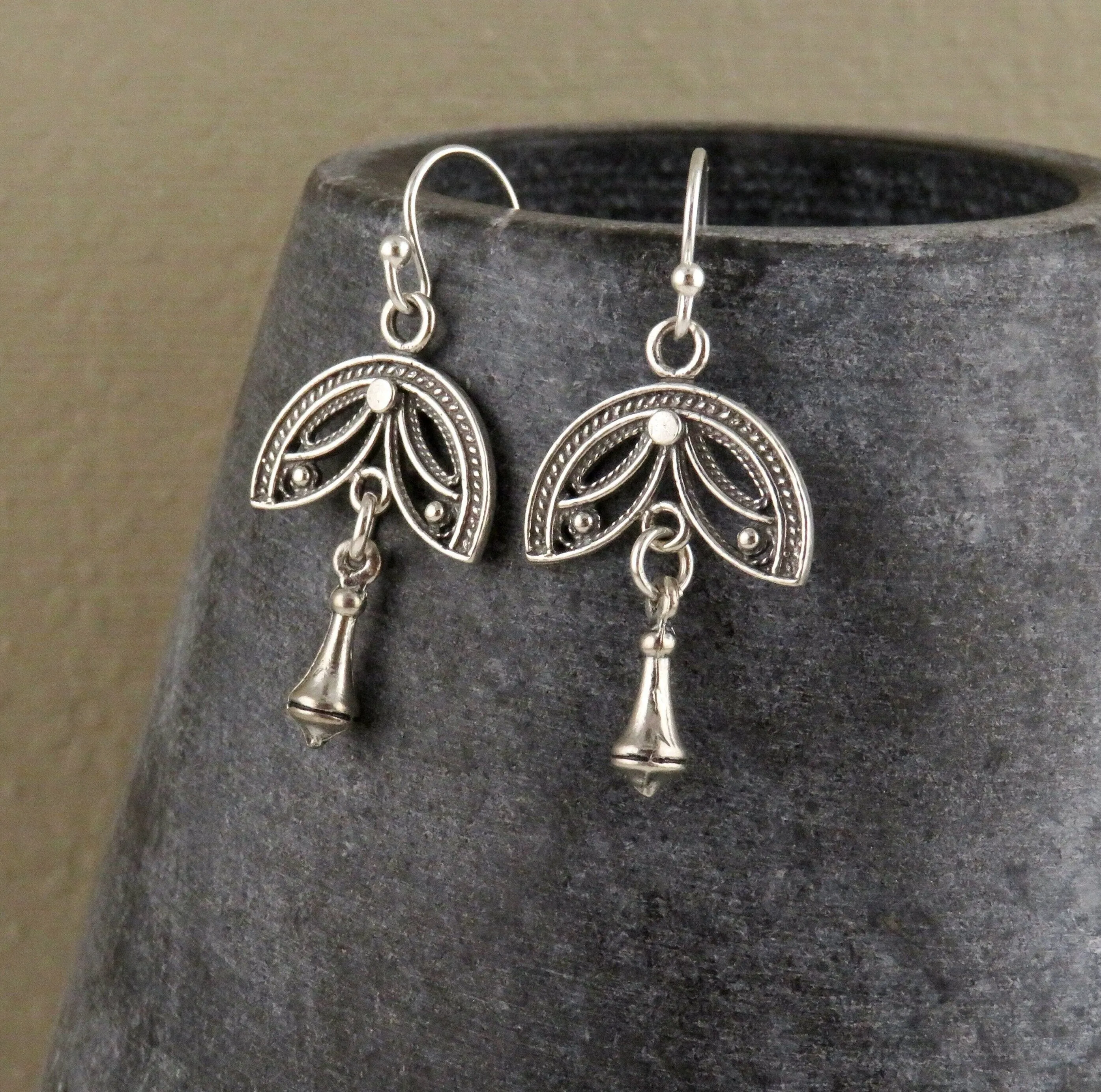 Detailed Petal Drop Earrings