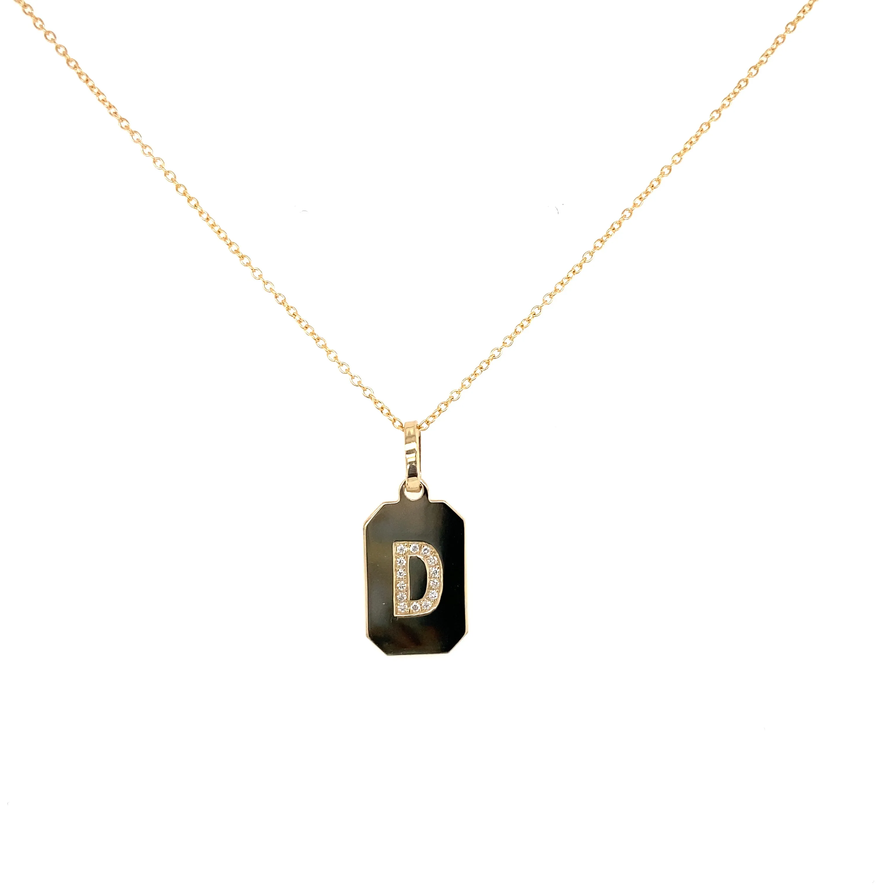 Diamond Initial Dog Tag Charm