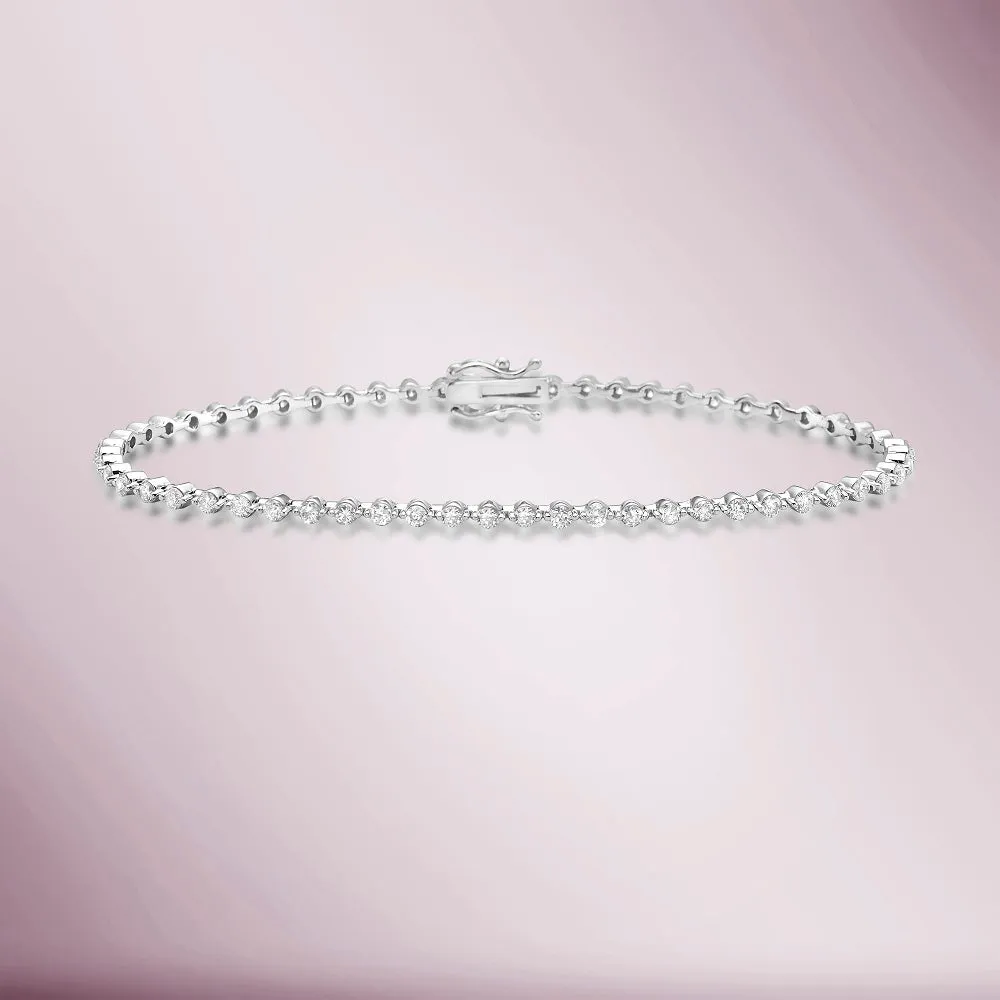 Diamond Tennis Bracelet (2.00 ct.) 1.8 mm 2-Prongs Setting in 14K Gold