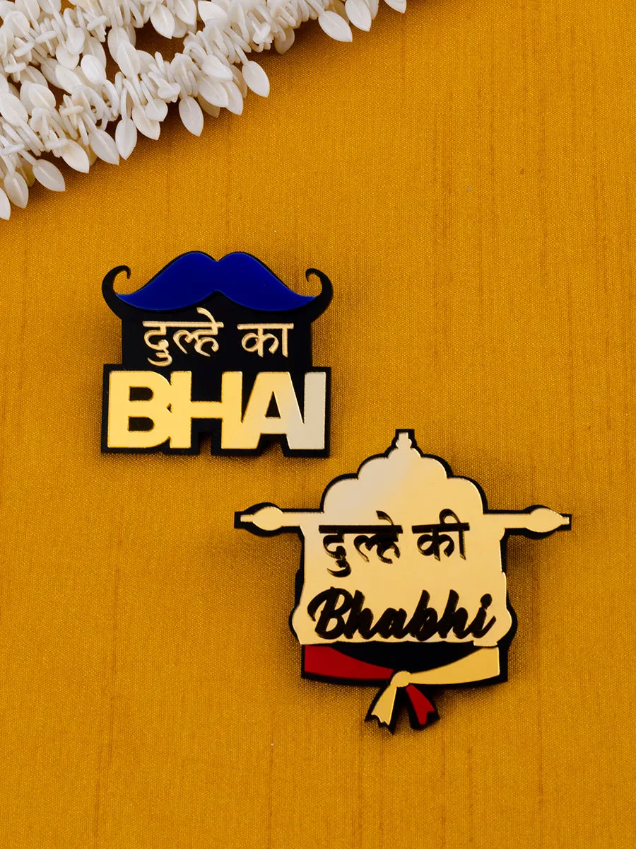 Dulhe ka Bhai   Dulhe ki Bhabhi Brooch Set of 2