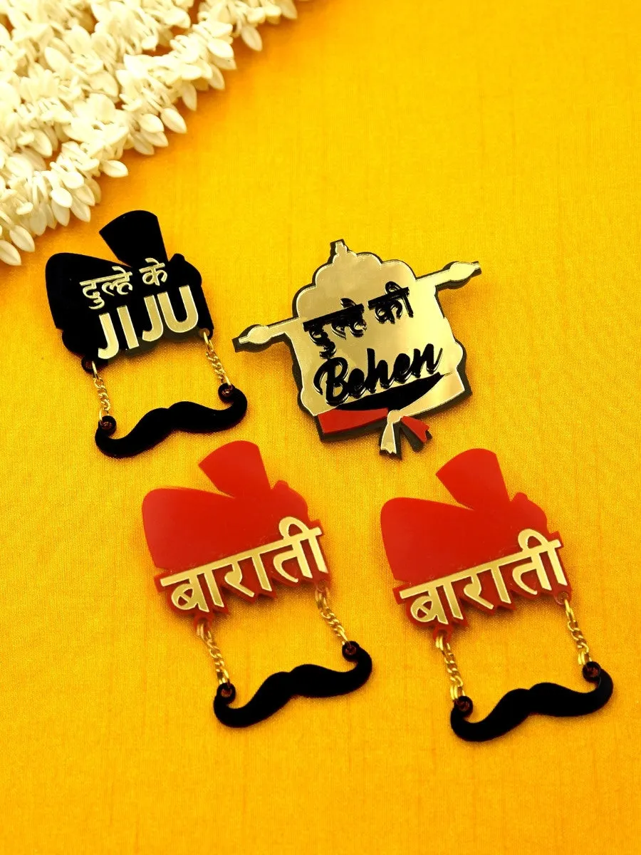 Dulhe ke Jiju   Behen   Barati Brooch Set of 4