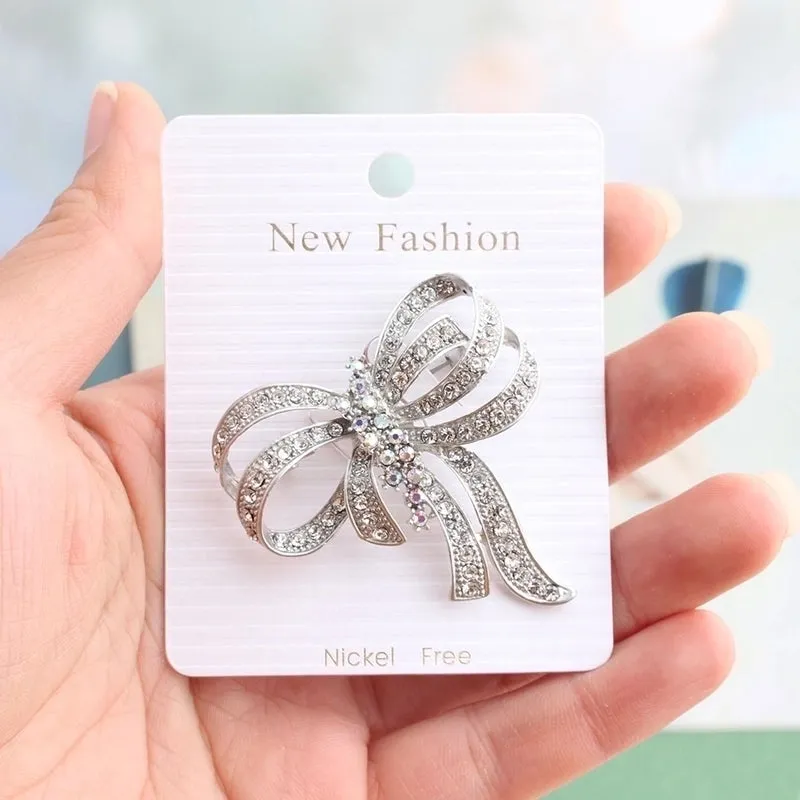 Elegant Bow Knot Alloy Inlay Crystal Rhinestones Women's Brooches