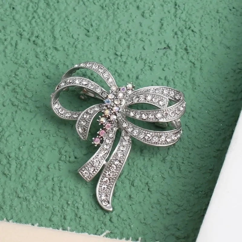 Elegant Bow Knot Alloy Inlay Crystal Rhinestones Women's Brooches