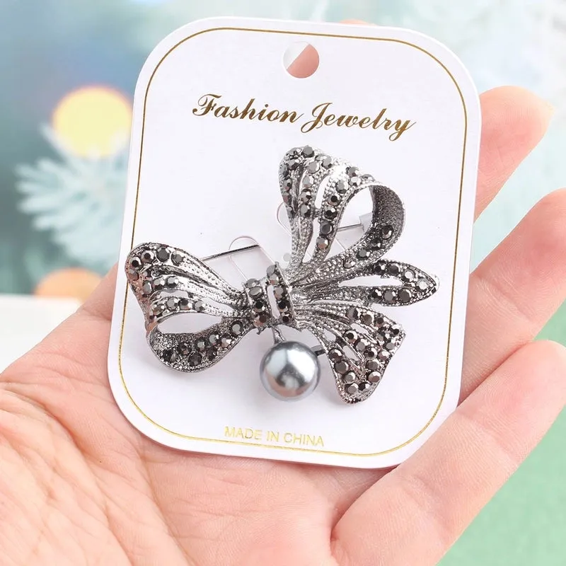 Elegant Bow Knot Alloy Inlay Crystal Rhinestones Women's Brooches