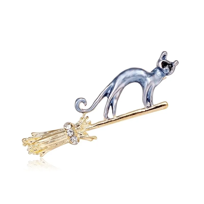 Elegant Cute Lady Cat Alloy Inlay Rhinestones Women's Brooches