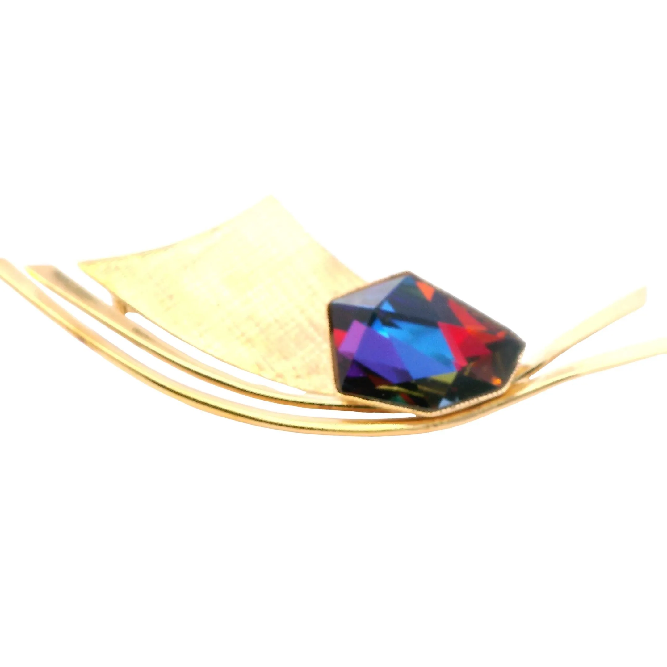 Elegant Donald Simpson Gold-Plated Silver Mystic Topaz Brooch