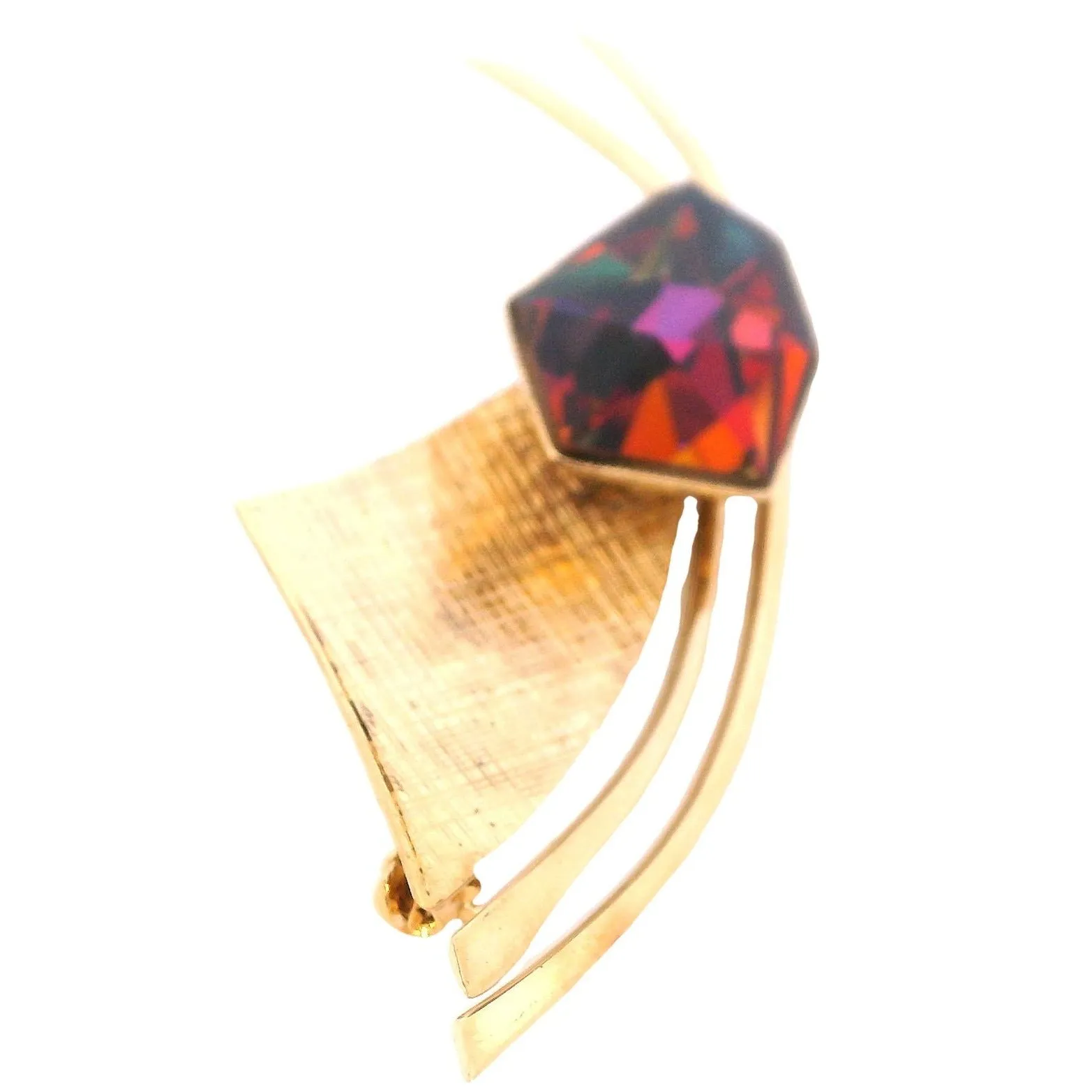 Elegant Donald Simpson Gold-Plated Silver Mystic Topaz Brooch