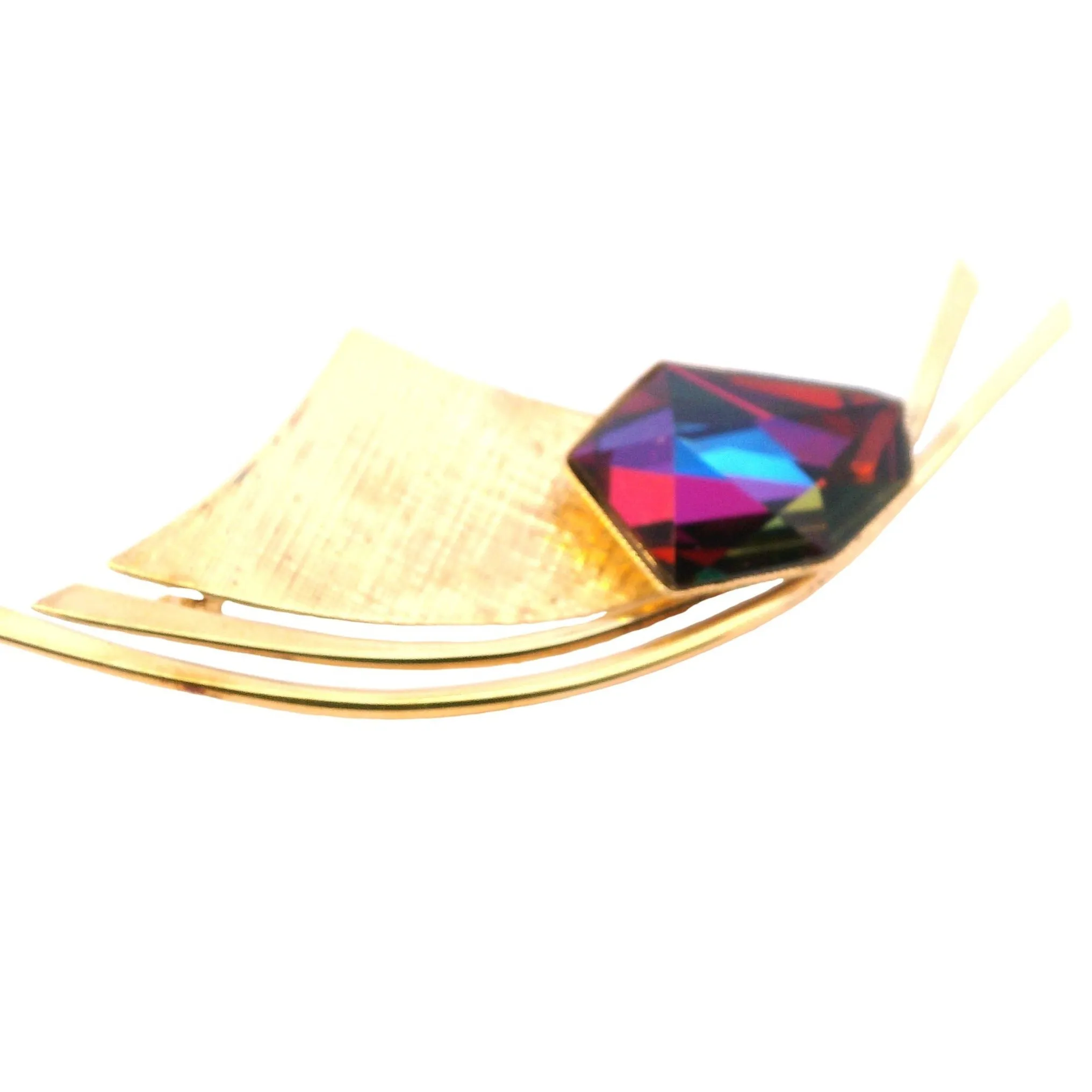 Elegant Donald Simpson Gold-Plated Silver Mystic Topaz Brooch