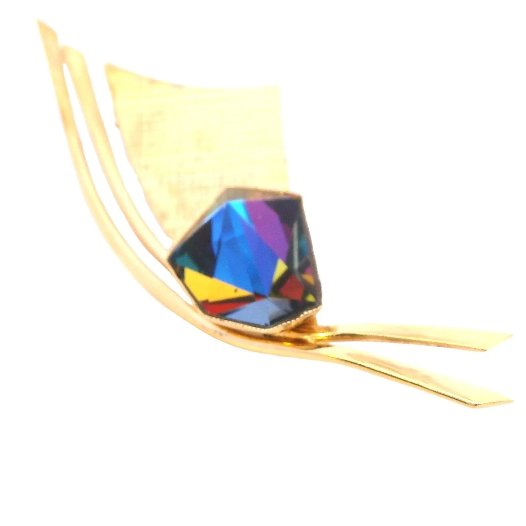 Elegant Donald Simpson Gold-Plated Silver Mystic Topaz Brooch