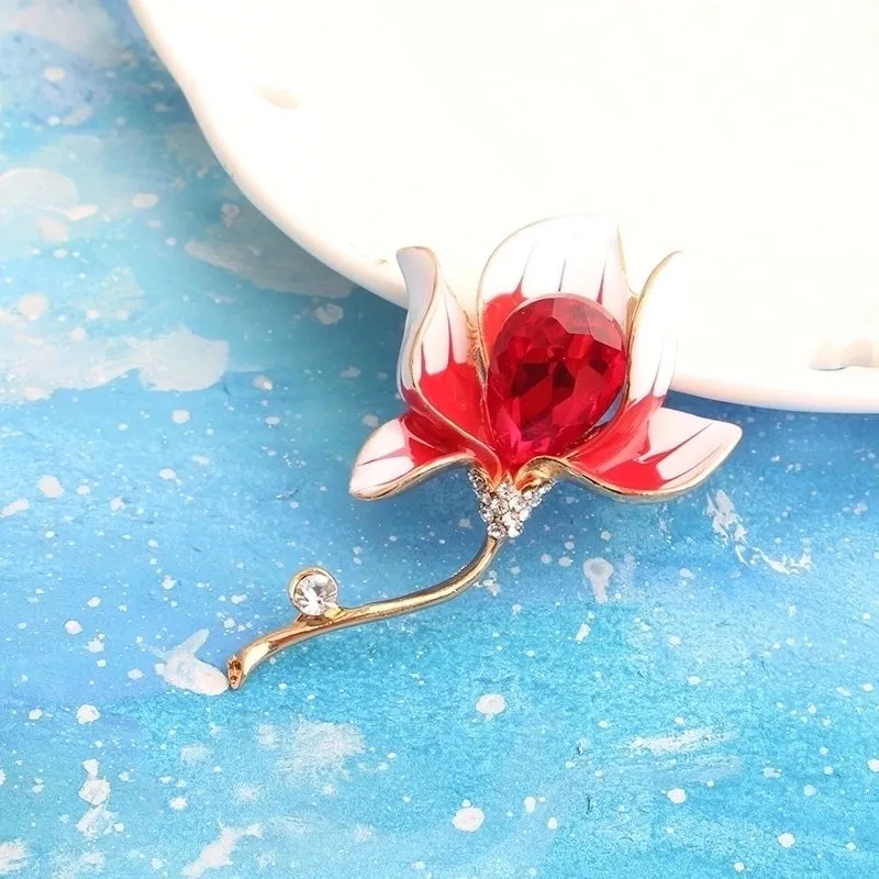 Elegant Luxurious Flower Alloy Inlay Artificial Gemstones Women's Brooches