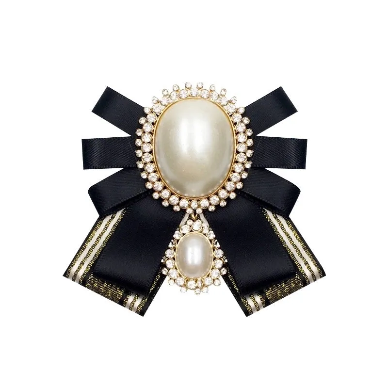 Elegant Pin Bow Knot Alloy Ribbon Plating Inlay Artificial Pearls Artificial Diamond Women's Brooches