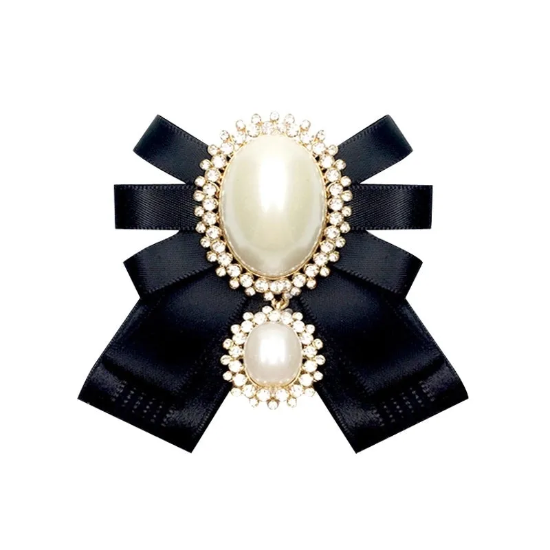 Elegant Pin Bow Knot Alloy Ribbon Plating Inlay Artificial Pearls Artificial Diamond Women's Brooches