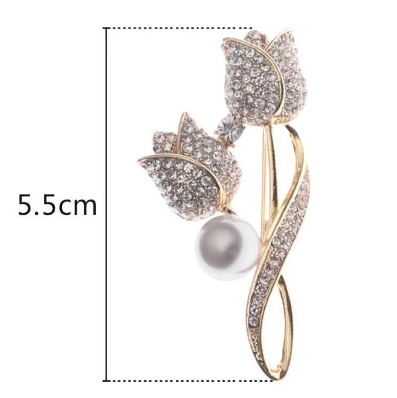 Elegant Pin Flower Alloy Inlay Rhinestones Unisex Brooches