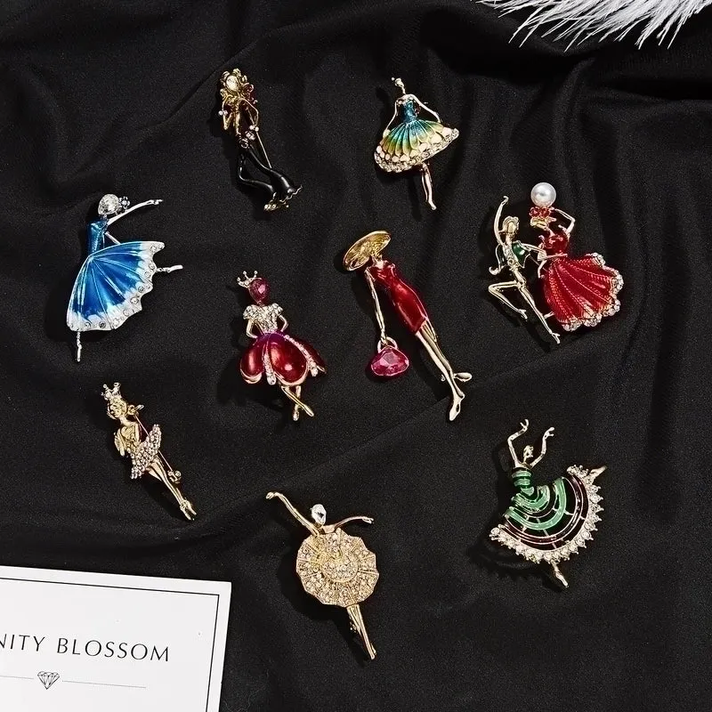 Elegant Pin Human Alloy Plating Rhinestones Women'S Brooches