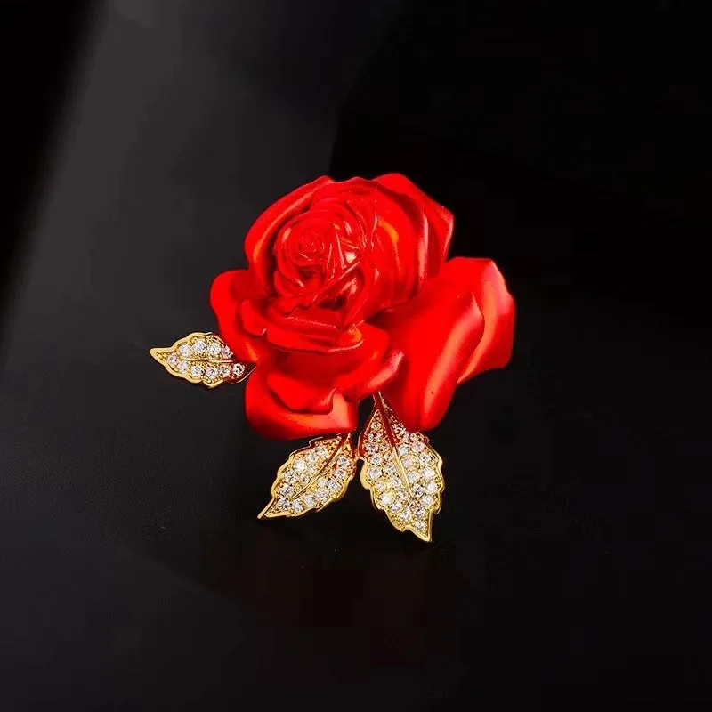 Elegant Simple Style Pin Rose Flower Alloy Plating Women's Brooches