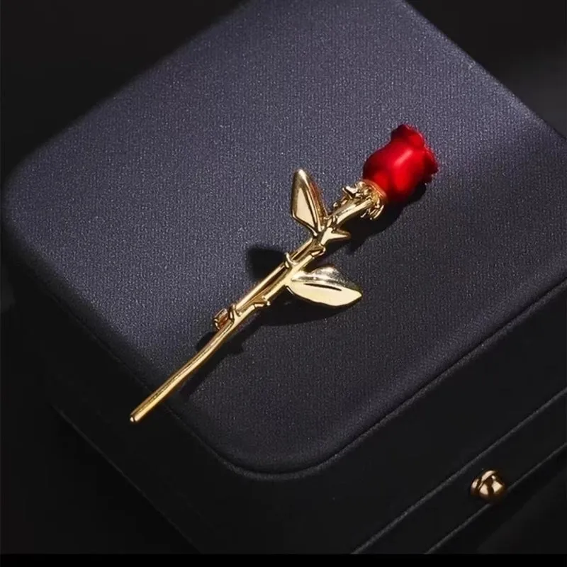 Elegant Simple Style Pin Rose Flower Alloy Plating Women's Brooches