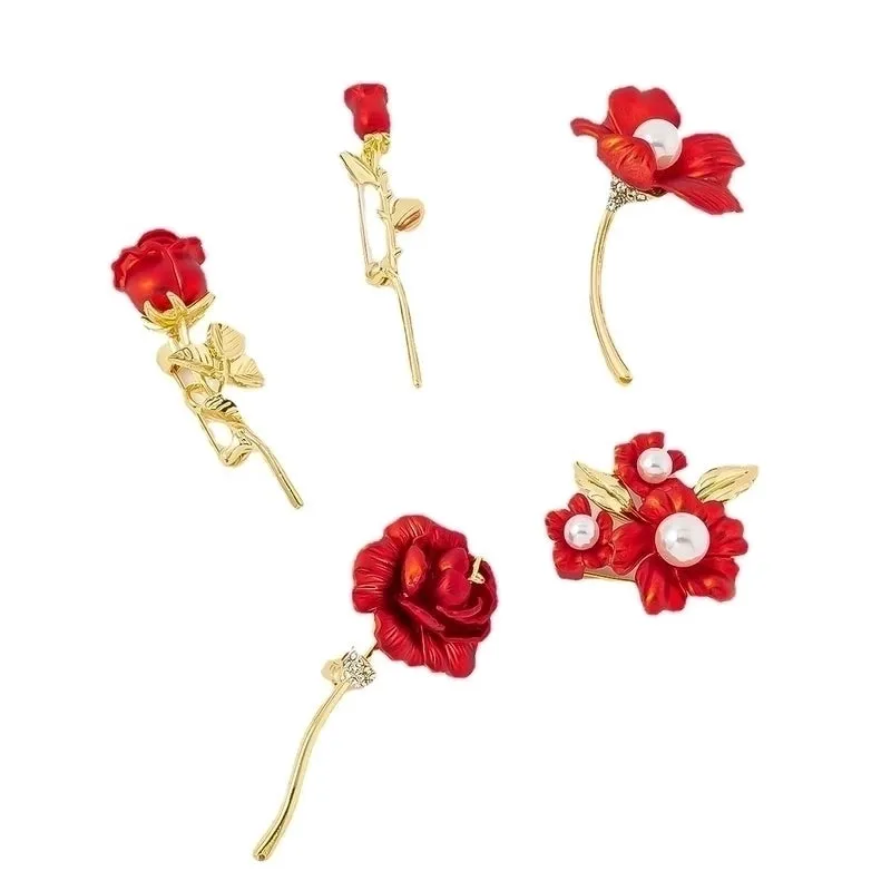 Elegant Simple Style Pin Rose Flower Alloy Plating Women's Brooches