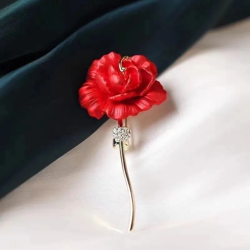 Elegant Simple Style Pin Rose Flower Alloy Plating Women's Brooches