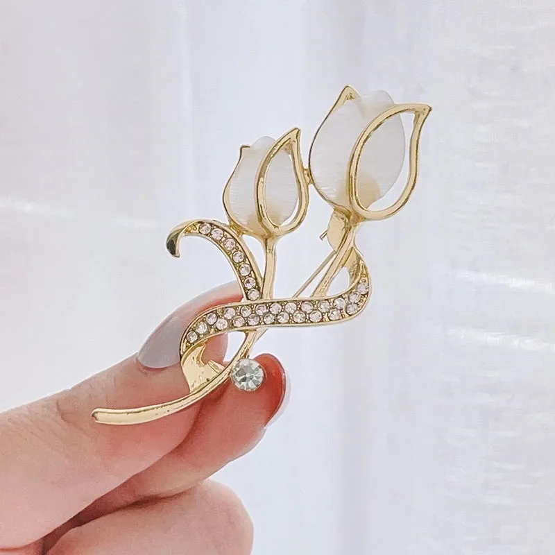 Elegant Simple Style Pin Rose Flower Alloy Plating Women's Brooches