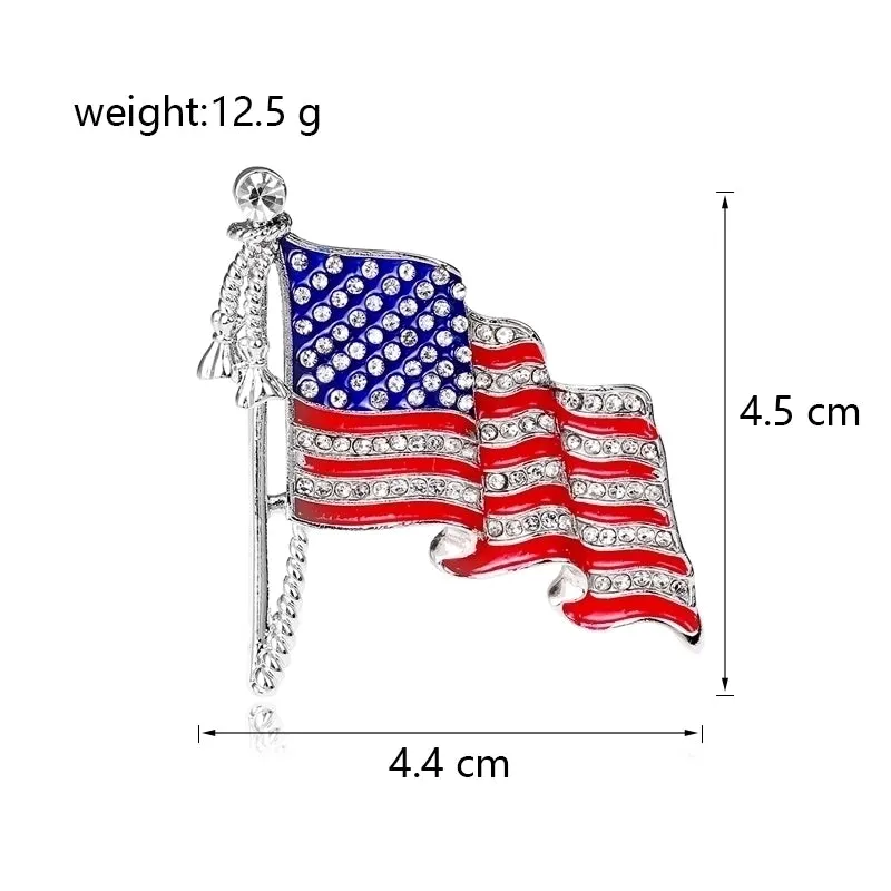 Elegant Streetwear American Flag Alloy Inlay Rhinestones Women's Brooches