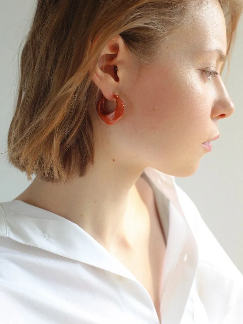 Enamel Twisted Geometric Hoop Earrings