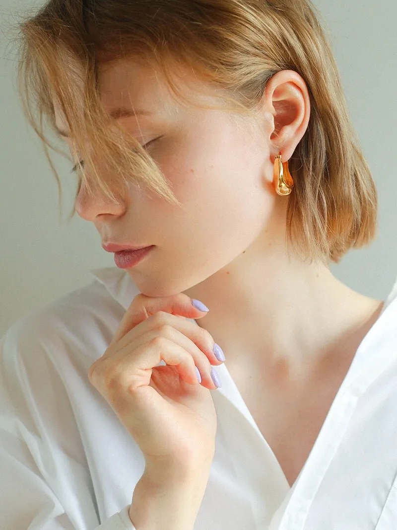 Enamel Twisted Geometric Hoop Earrings