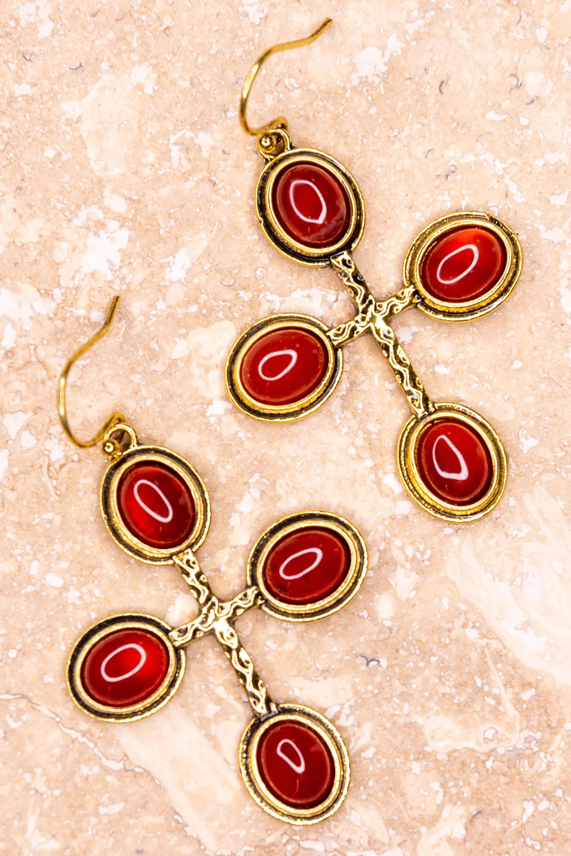 Enola Ruby Cross Earrings