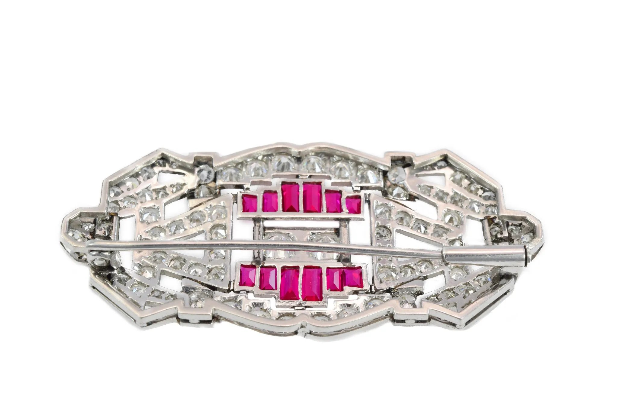 Estate 1930s Ruby And Diamond Brooch