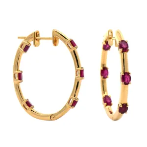 Etho Maria 18K Yellow Gold Oval Ruby Inside Out Hoop Earrings