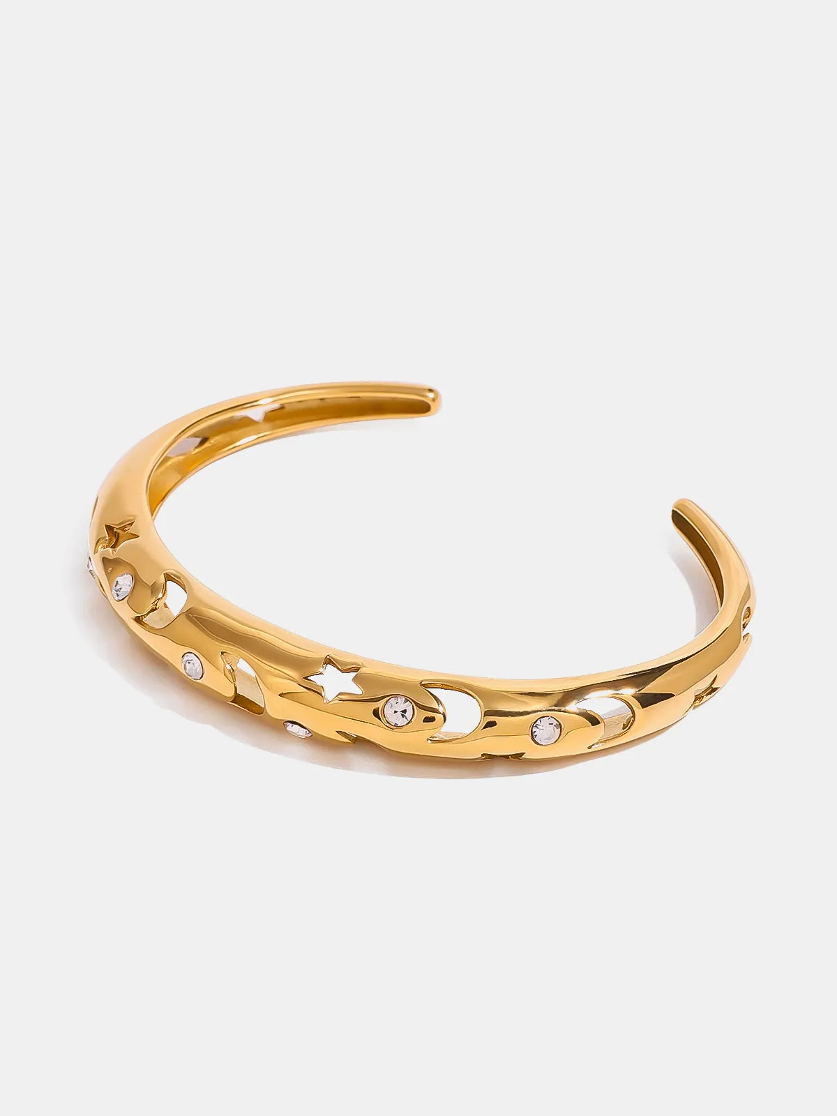 Exquisite Inlaid Rhinestone Cutout Women's Cuff Bracelet