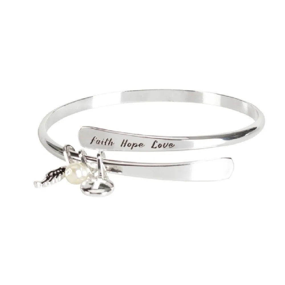 Faith, Hope, & Cross Bangle  Bracelet