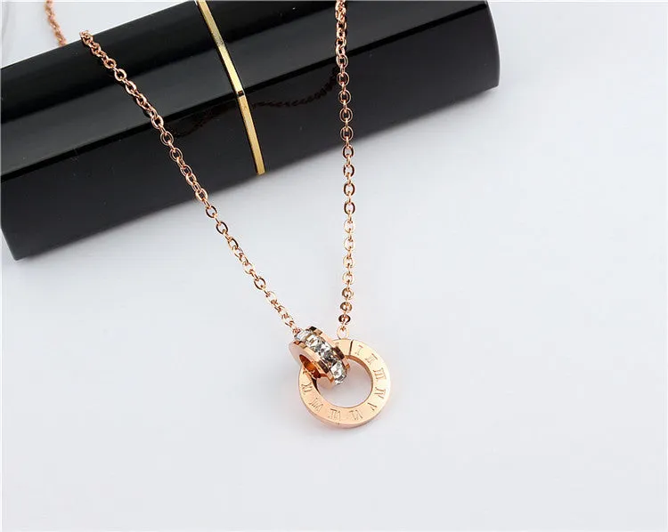 Fashion Brand Chic On Trend Fashion Necklace Woman Jewelry Gold Silver Color Roman Numerals Pendant Necklace Stainless Steel Jewelry High Polish