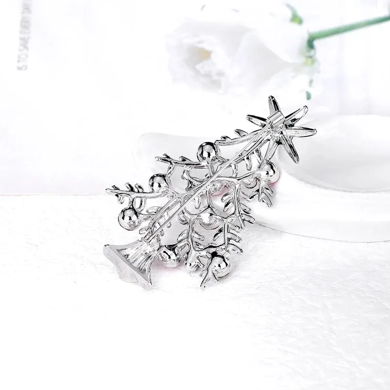 Fashion Christmas Tree Alloy Inlay Artificial Diamond Brooches