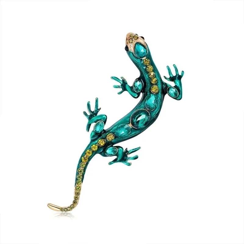 Fashion New Retro Alloy Diamond Lizard Gecko Four-claw Snake Diamond Brooch