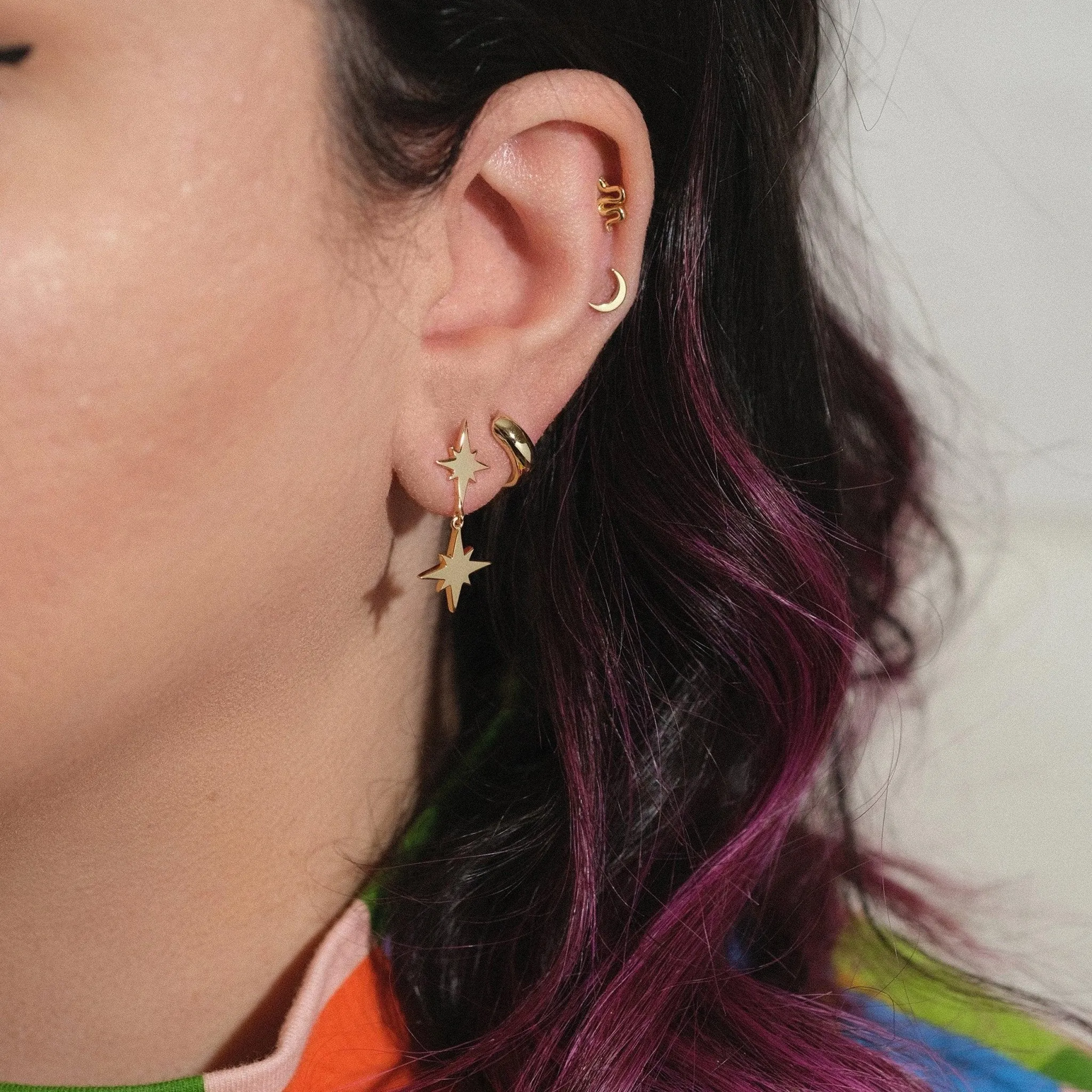 Fine Essentials - Double star dangle earrings