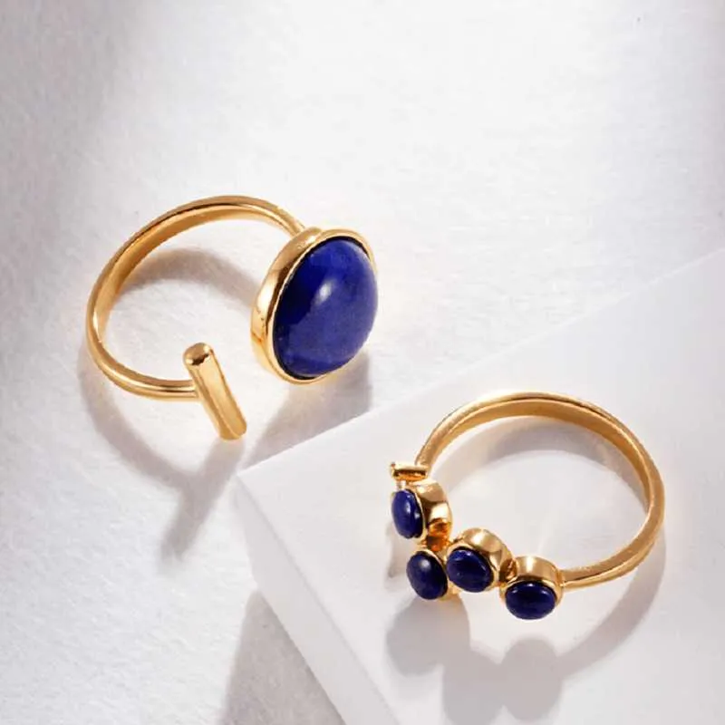 Flower Lapis Lazuli  Ring in 18k Gold Vermeil