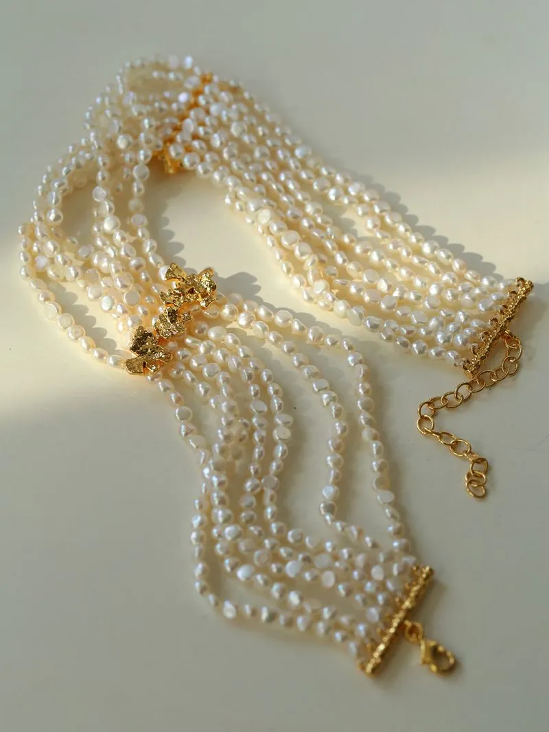 French Style Mini Multi-Layered Pearl Necklace