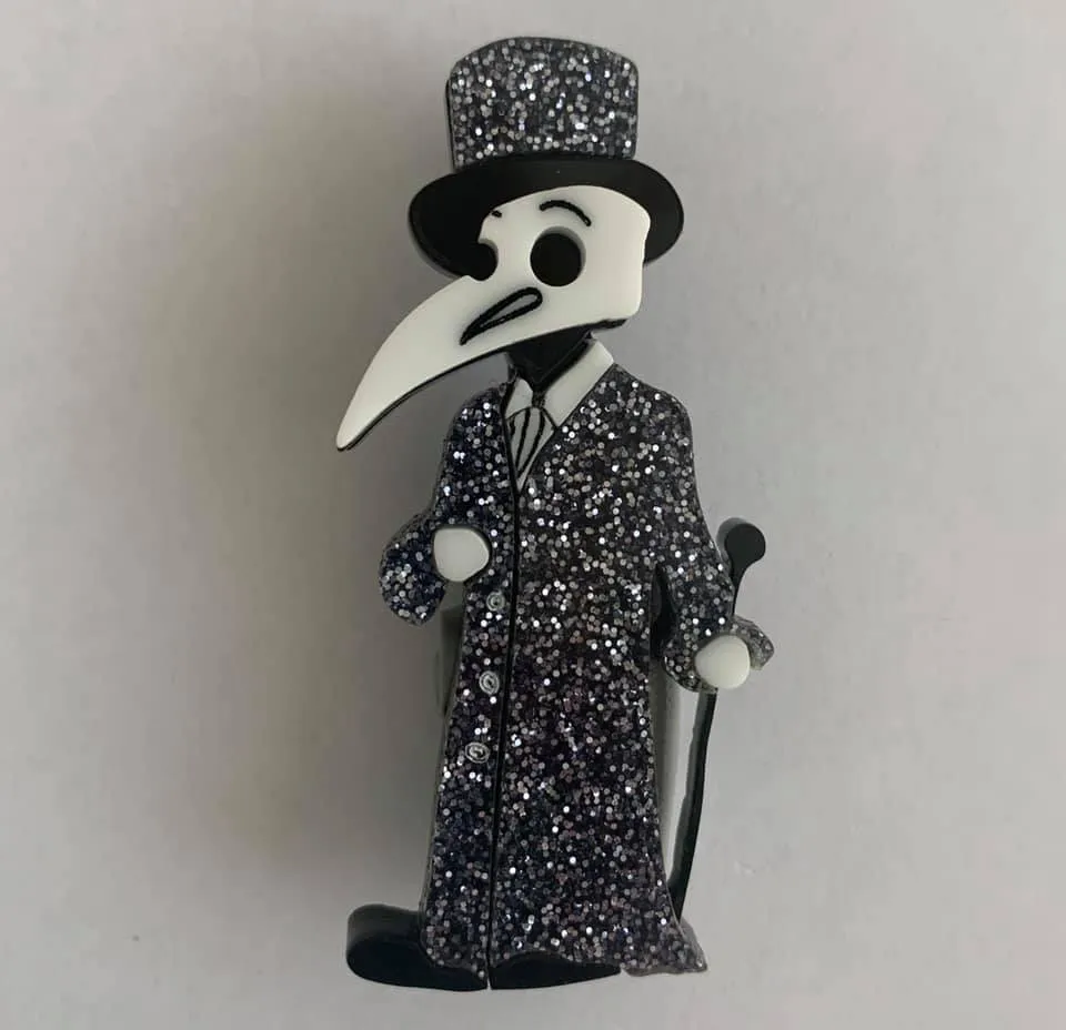 Glitter - Elegant male plague doctor - Brooch