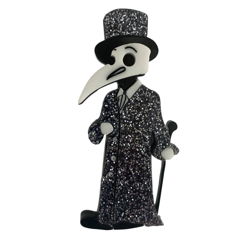 Glitter - Elegant male plague doctor - Brooch