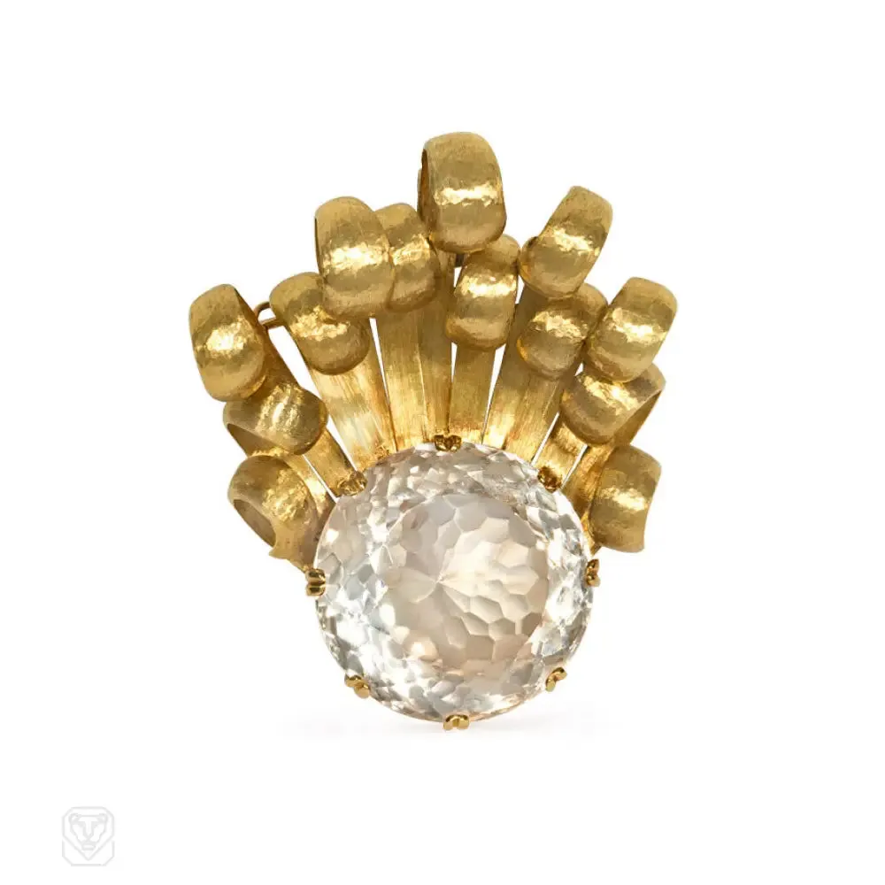 Gold and topaz brooch