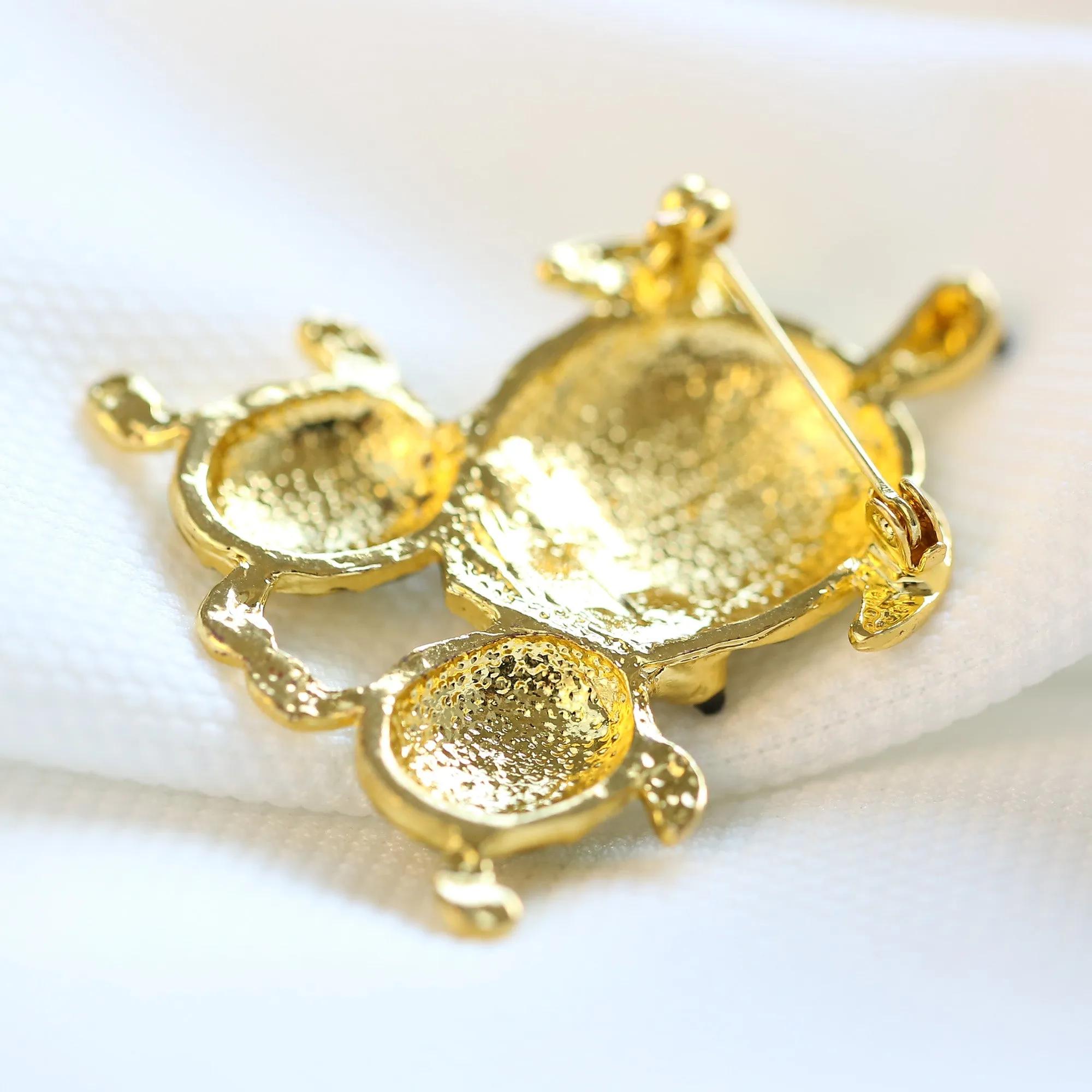 Gold Enameled Elegant Turtle Brooch