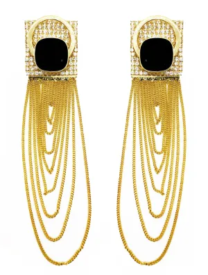 GOLD FRINGE CHAINS WITH GLASSCRYSTAL EARRINGS