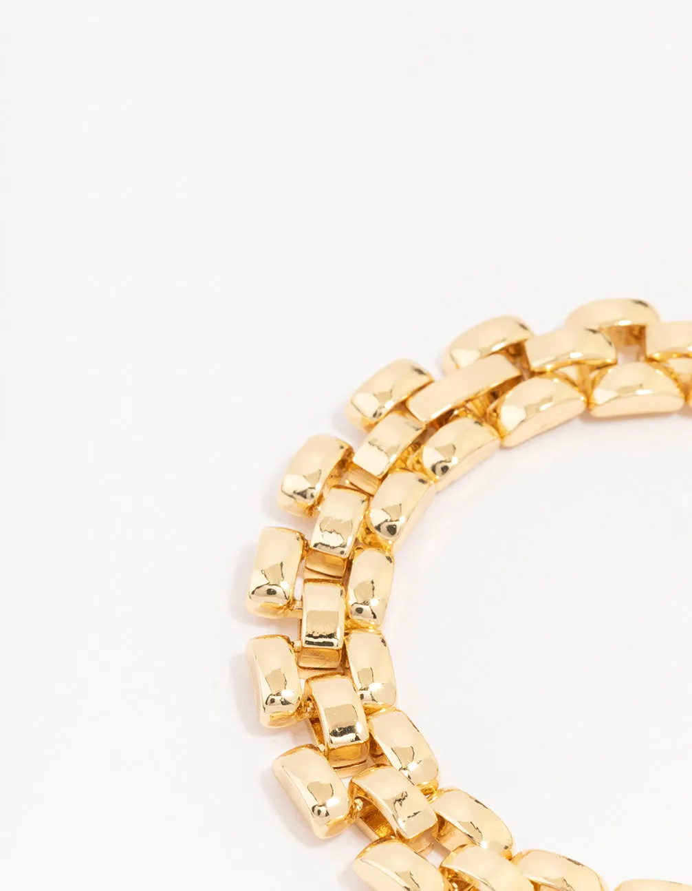 Gold Plated Square Link Pave Chain Bracelet