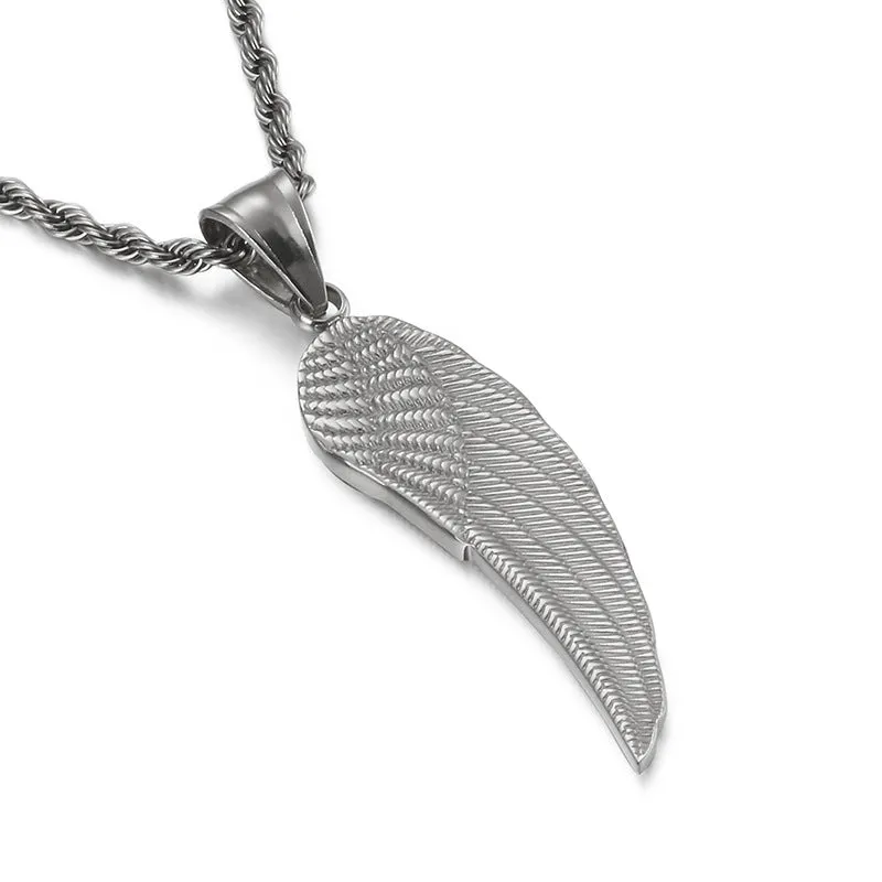 Golden Feather Hip-Hop Pendant for Men and Women - Stainless Steel Jewelry for Wholesale Buyers in Europe and America