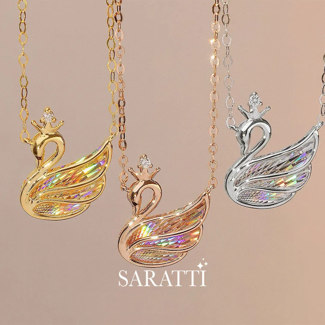 Golden Swan Diamond Drop Necklace