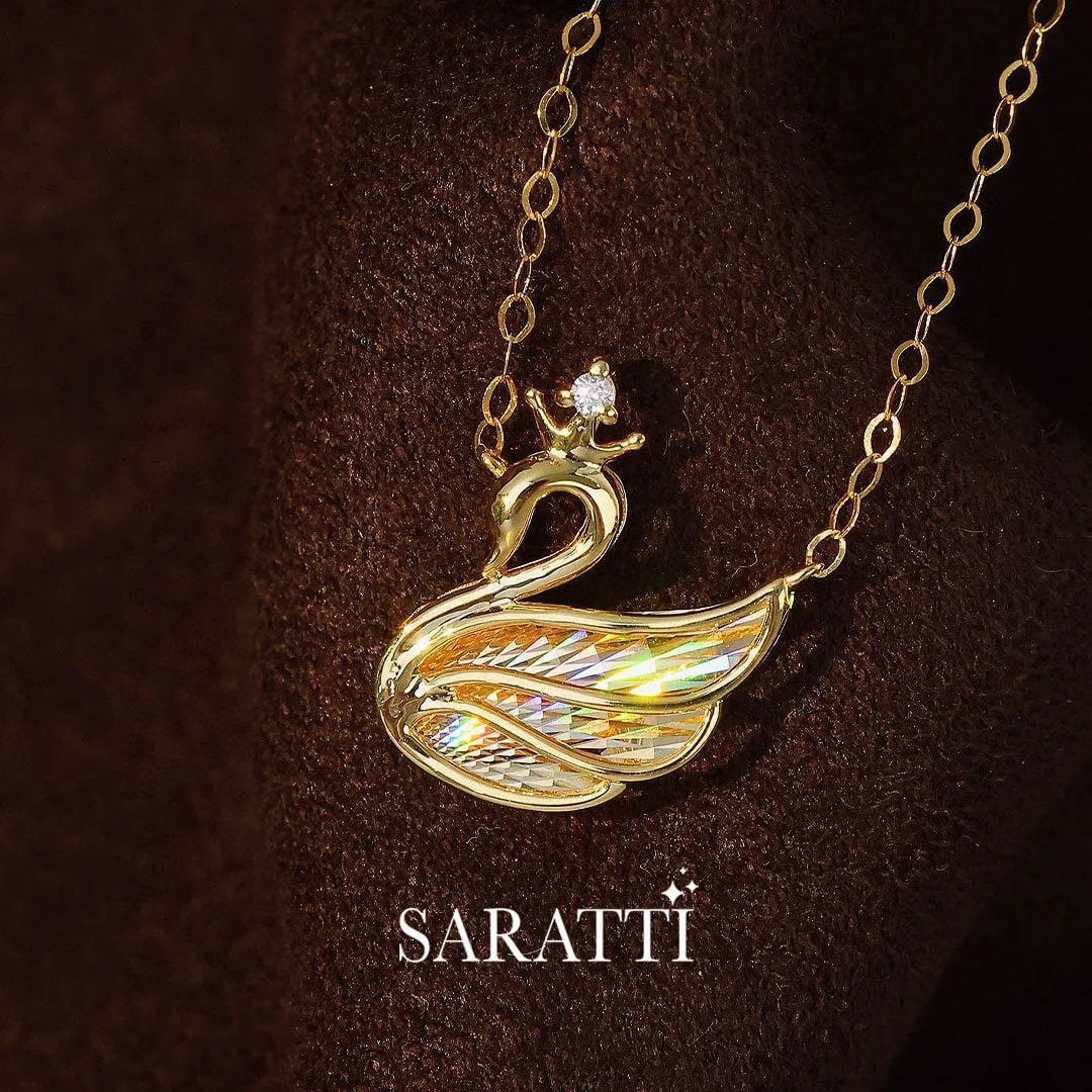 Golden Swan Diamond Drop Necklace