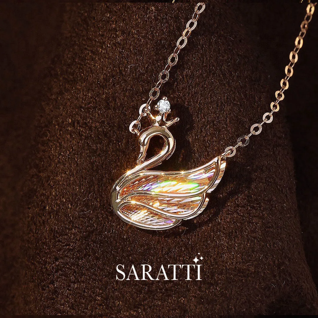 Golden Swan Diamond Drop Necklace