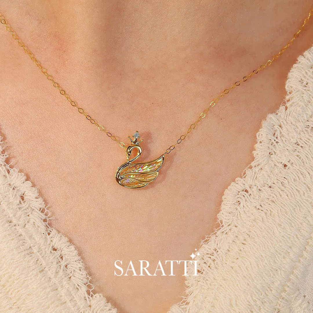 Golden Swan Diamond Drop Necklace