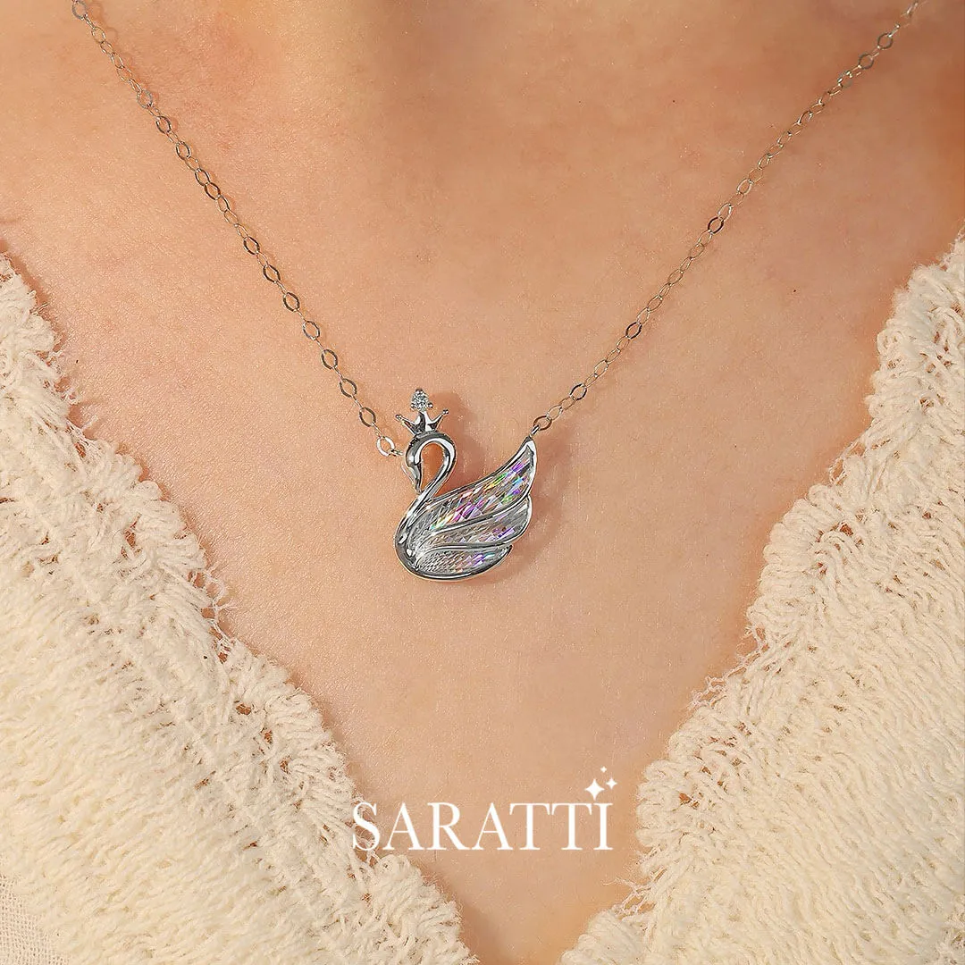 Golden Swan Diamond Drop Necklace